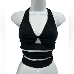 Proenza Schouler Swim Black Triangle Wrap Strappy Bikini Top - Size Medium